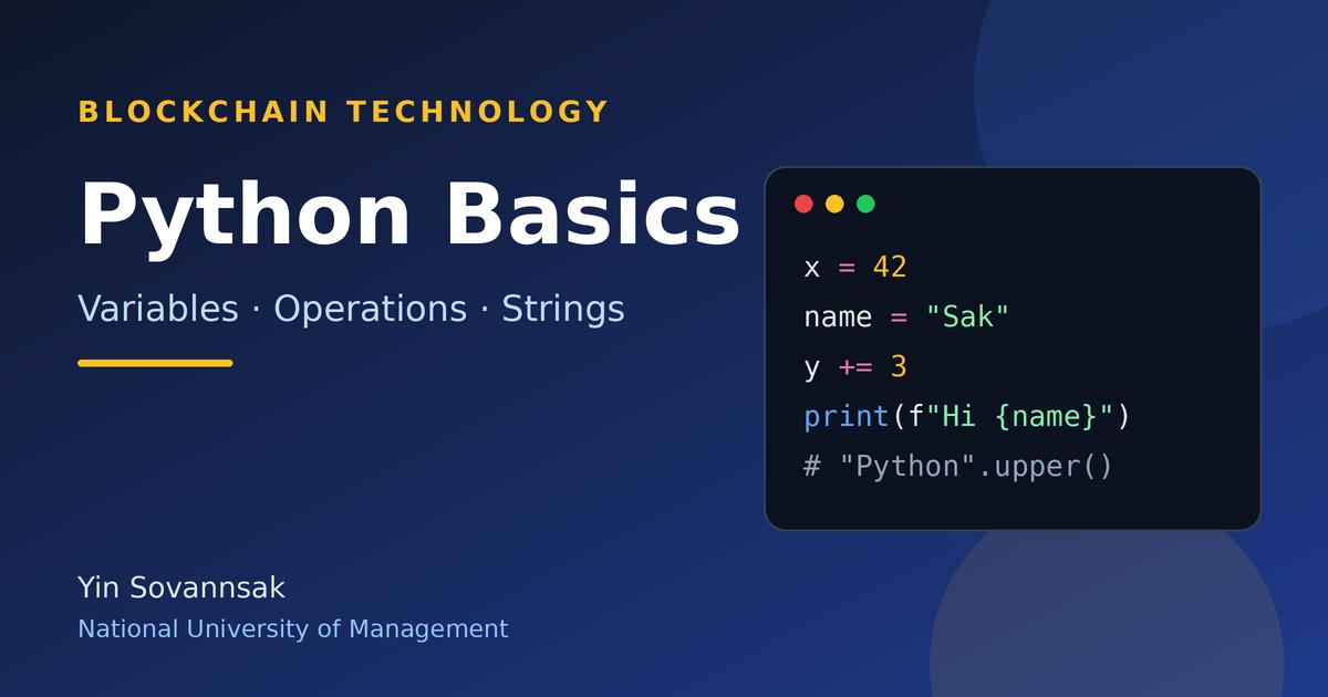 Variables, Basic Operations, and String Manipulation in Python ...